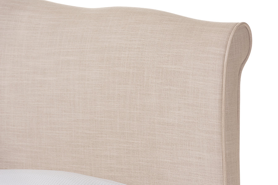 Baxton Studio Fannie French Classic Modern Style Beige Linen Fabric Queen Size Platform Bed