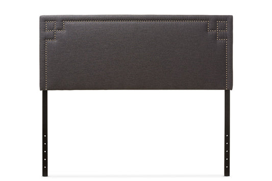 Baxton Studio Geneva Modern and Contemporary Dark Grey Fabric Upholstered Queen Size Headboard