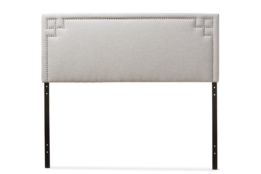 Baxton Studio Geneva Modern and Contemporary Grayish Beige Fabric Upholstered Queen Size Headboard