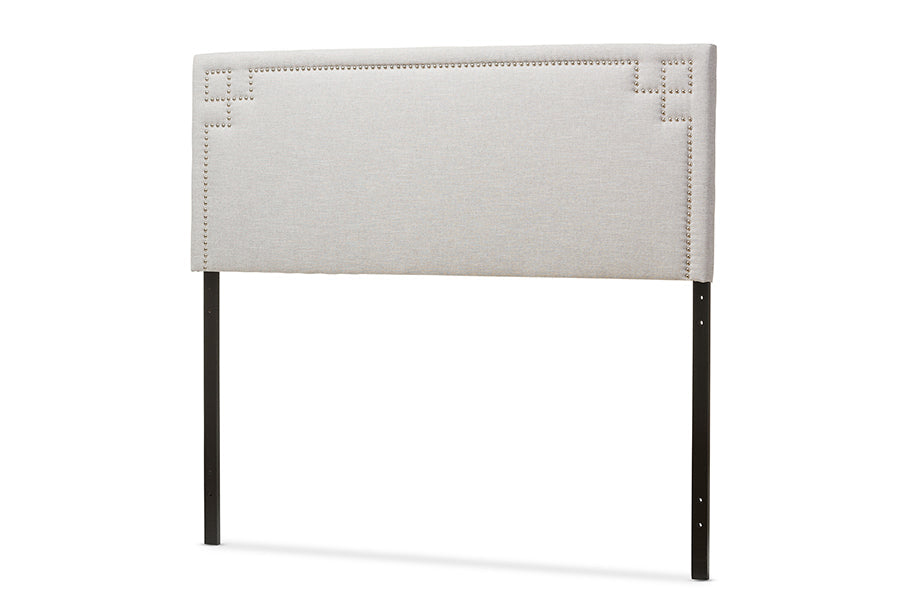 Baxton Studio Geneva Modern and Contemporary Grayish Beige Fabric Upholstered Queen Size Headboard