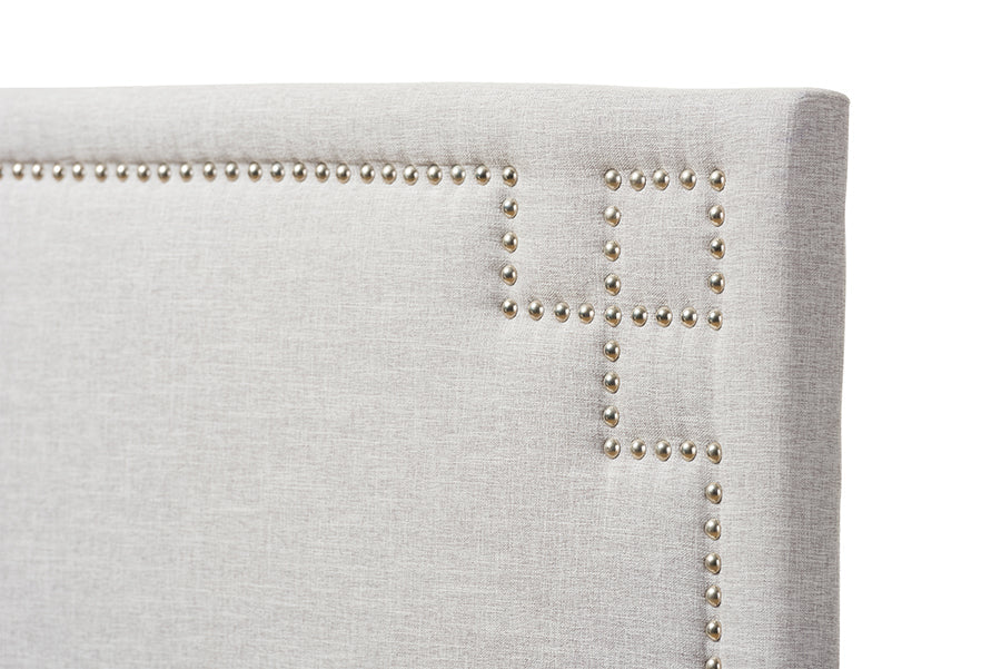 Baxton Studio Geneva Modern and Contemporary Grayish Beige Fabric Upholstered Queen Size Headboard