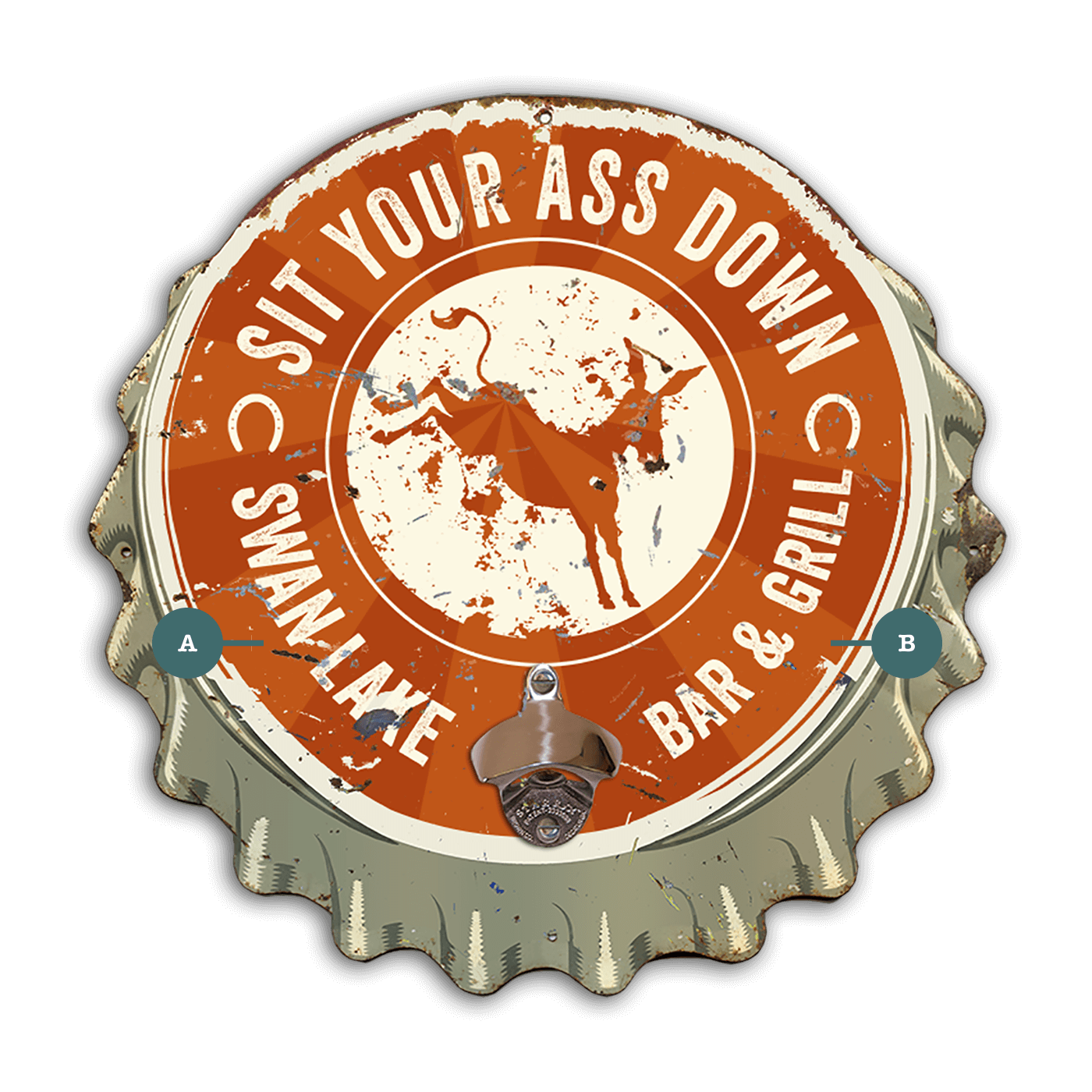 Sit Your Ass Down - Bottle Cap Wood Wall Art