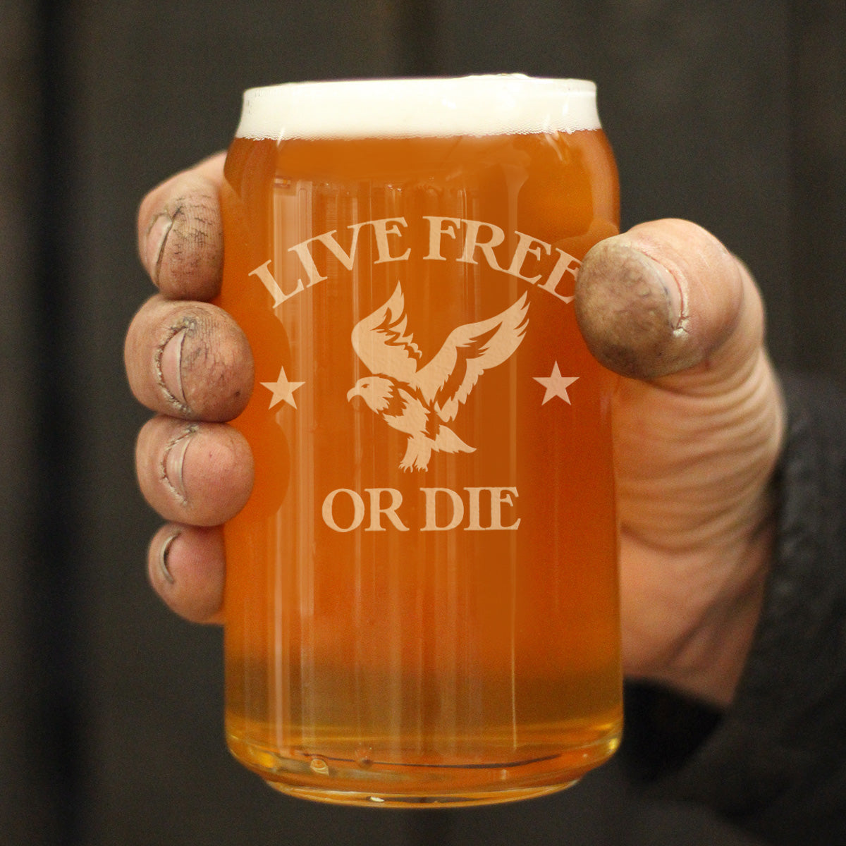 Live Free Or Die - American Patriotic Beer Can Pint Glass Gift for Men & Women - 16 oz Drinking Glasses