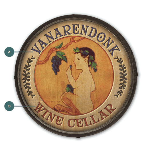 Pan's Wine Cellar- Barrel End Wall Art