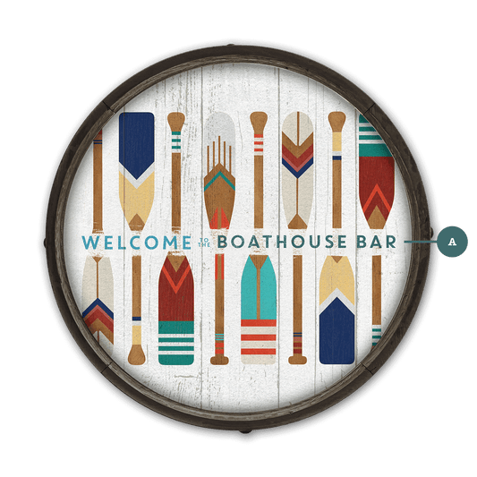 Oar Pattern Welcome Sign - Barrel End Wall Art