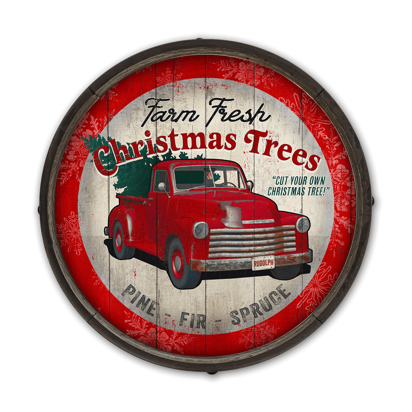 Christmas Tree Truck: Generic - Barrel End Wall Art