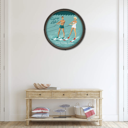 Enjoy Life Skiing - Barrel End Wall Art