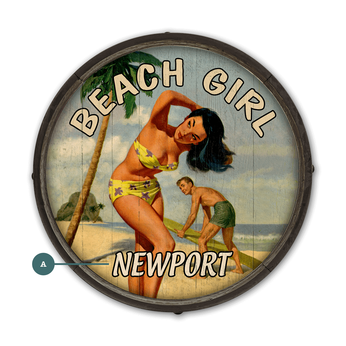 Beach Girl - Barrel End Wall Art