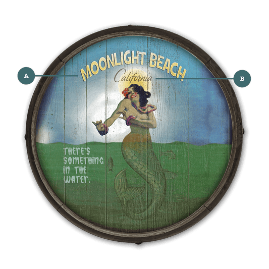 Mermaid Mystique at Moonlight (G) - Barrel End Wall Art