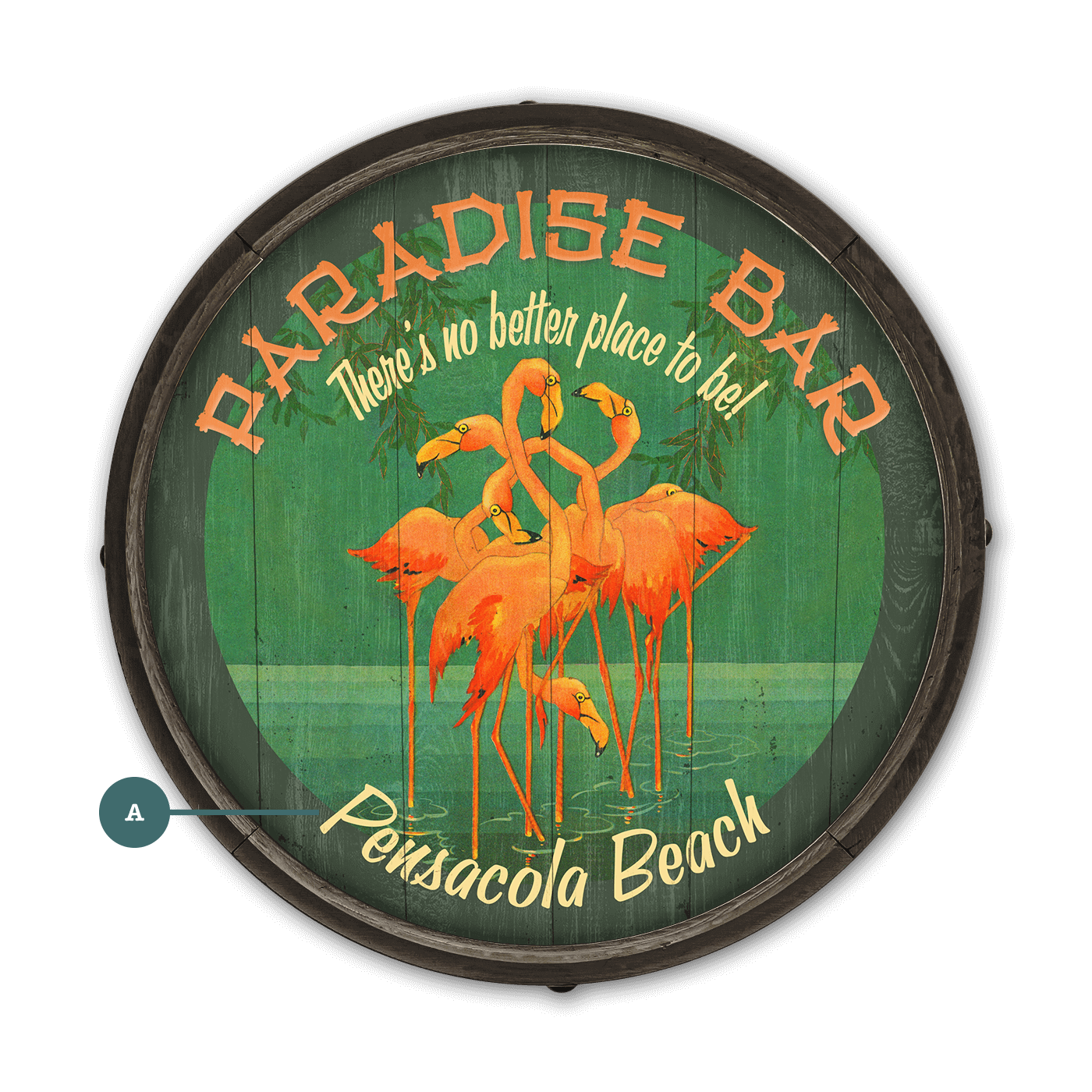 Flamingo Paradise - Barrel End Wall Art