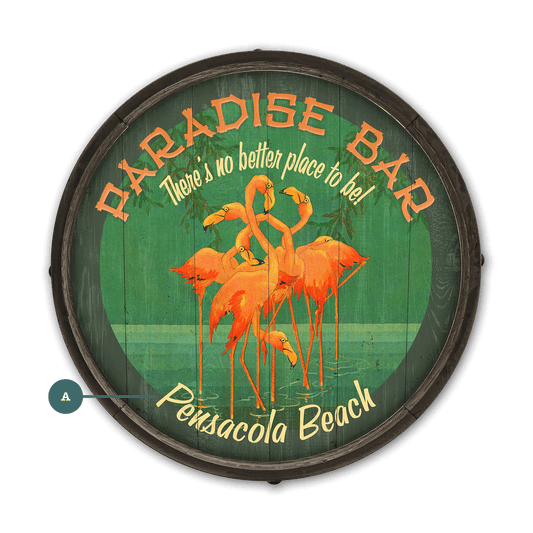 Flamingo Paradise - Barrel End Wall Art