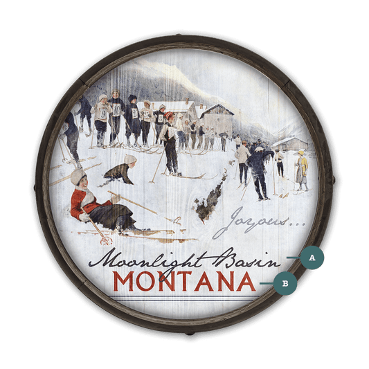 Joyous Skiing - Barrel End Wall Art