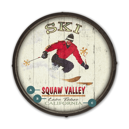 Mountain Momentum Male Skier - Barrel End Wall Art