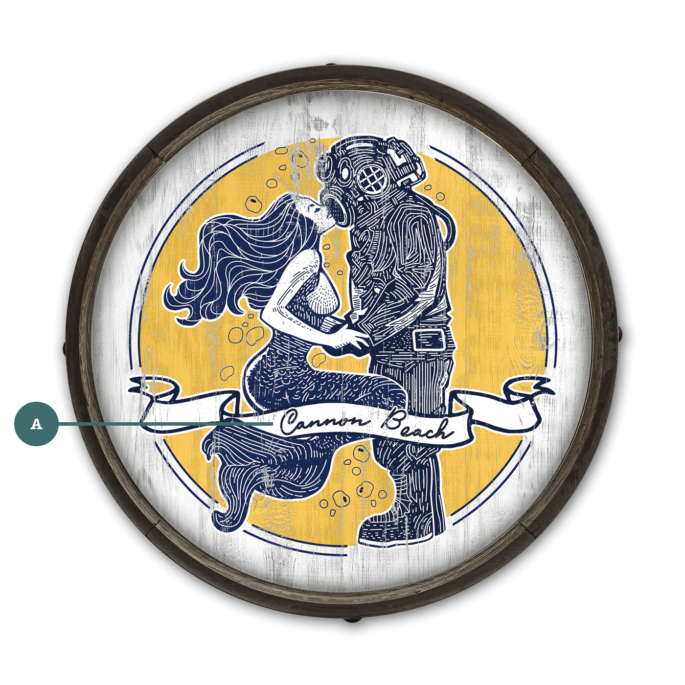 Mermaid Kisses: Personalized - Barrel End Wall Art