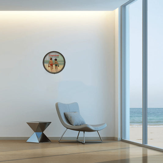 Hand in Hand: Children's Beach Time - Barrel End Wall Art