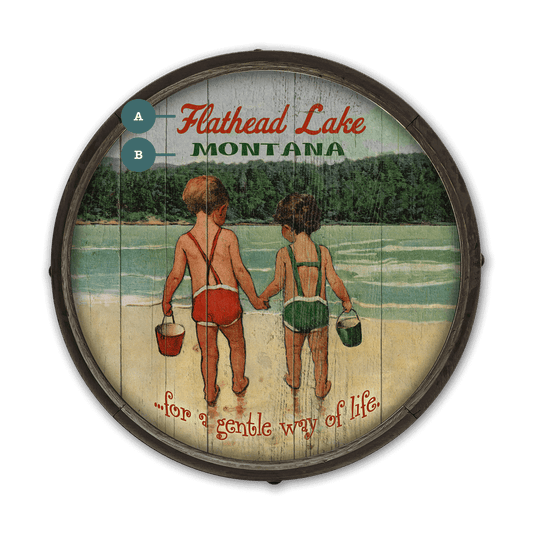 Hand in Hand: Children's Lake Time - Barrel End Wall Art