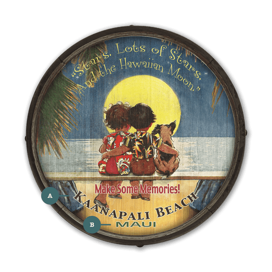 Stars and Hawaiian Moon - Barrel End Wall Art