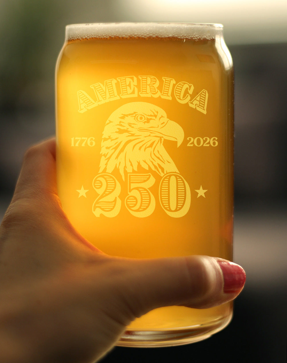 America's 250th Anniversary Engraved Beer Can Glass Celebrate America's Birth Beer Can Shaped Pint Glass - 16oz