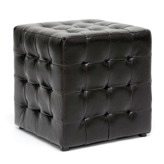 Baxton Studio Siskal Dark Brown Modern Cube Ottoman (Set of 2)