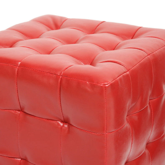 Baxton Studio Siskal Red Modern Cube Ottoman (Set of 2)