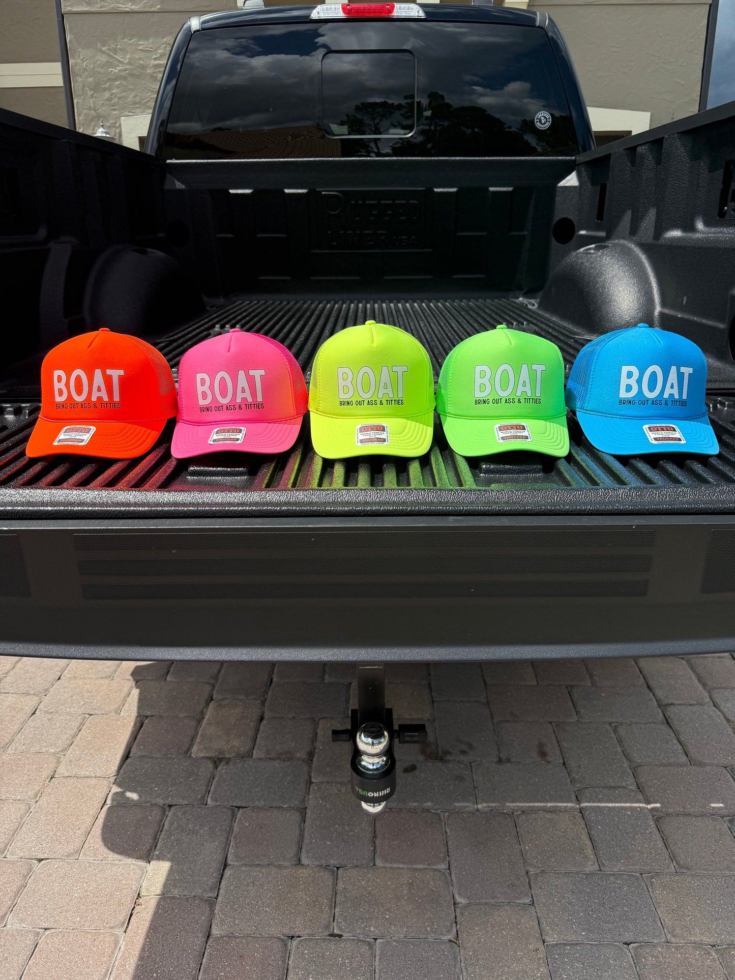 BOAT - Bring Out Ass & Titties Neon Adjustable Snapback Foam Trucker Hat by Luckless Outfitters