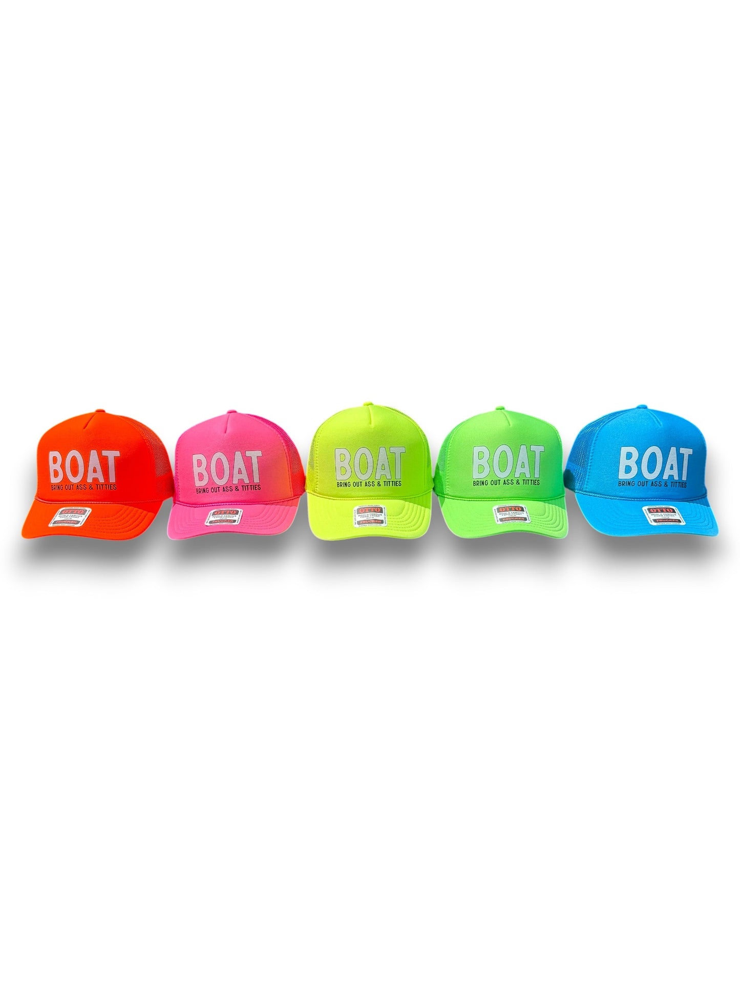 BOAT - Bring Out Ass & Titties Neon Adjustable Snapback Foam Trucker Hat by Luckless Outfitters