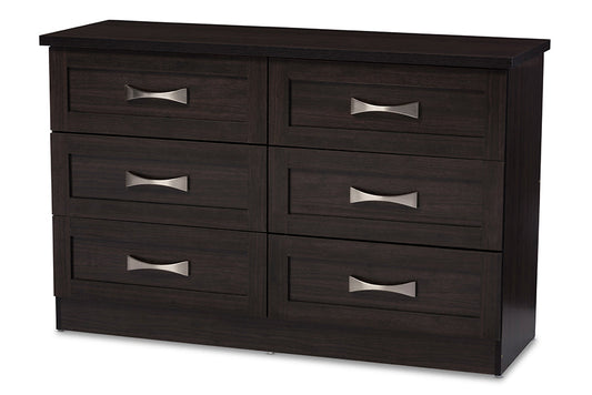 Baxton Studio Colburn Modern and Contemporary 6-Drawer Dark Brown Finish Wood Storage Dresser