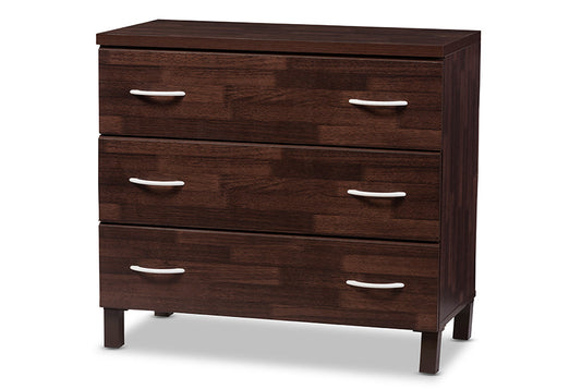 Baxton Studio Maison Modern and Contemporary Oak Brown Finish Wood 3-Drawer Storage Chest