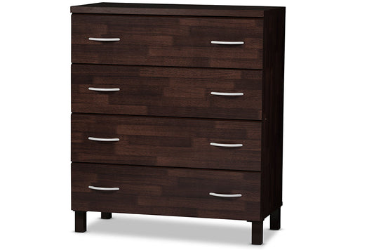 Baxton Studio Maison Modern and Contemporary Oak Brown Finish Wood 4-Drawer Storage Chest