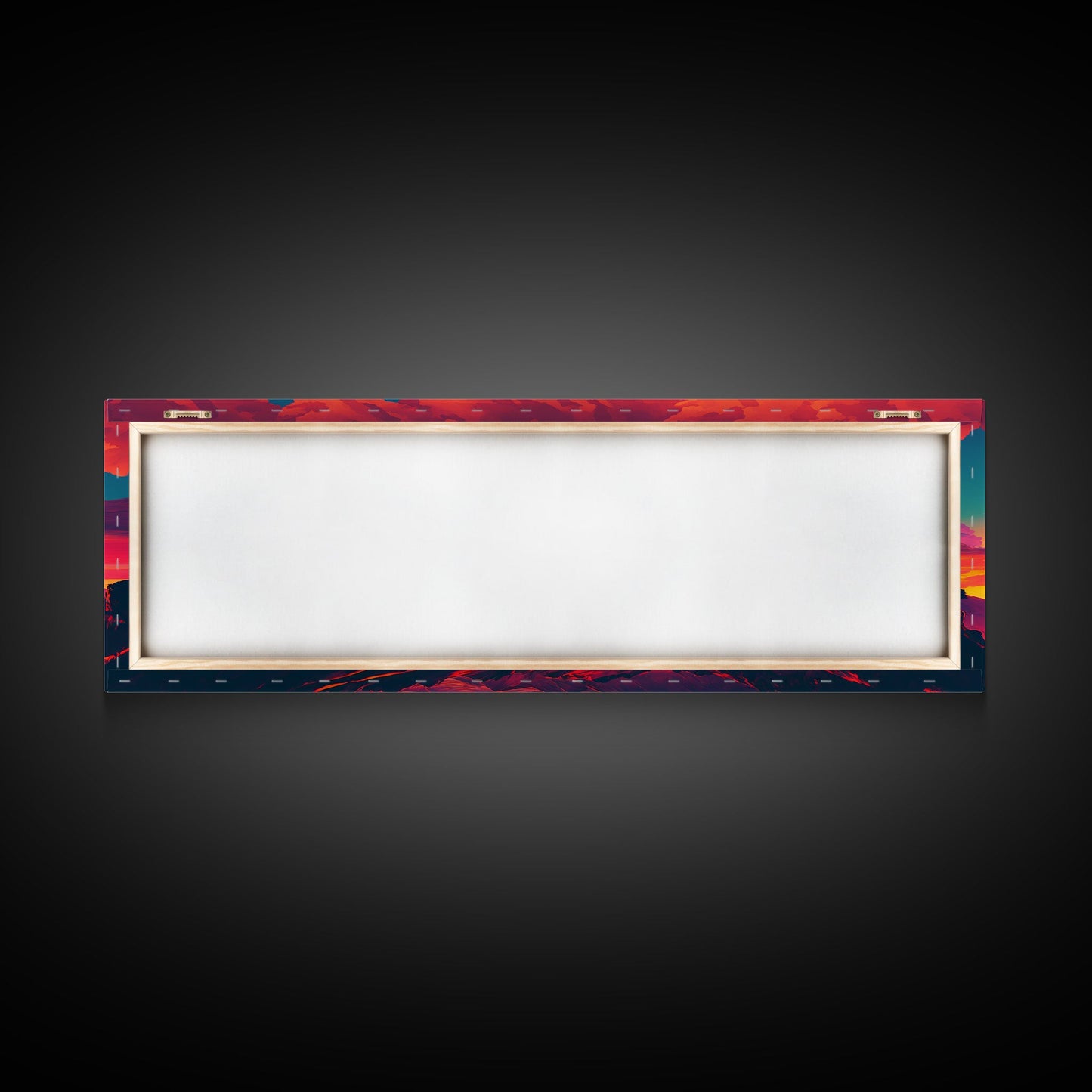 Panoramic Framed Canvas for Living Room, Bedroom - Synthwave Mountain Landscape Painting, Beautiful Landscape Art Print