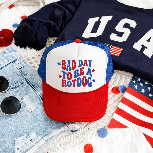 Bad Day To Be A Hotdog, Stars, Patriotic Trucker Hat