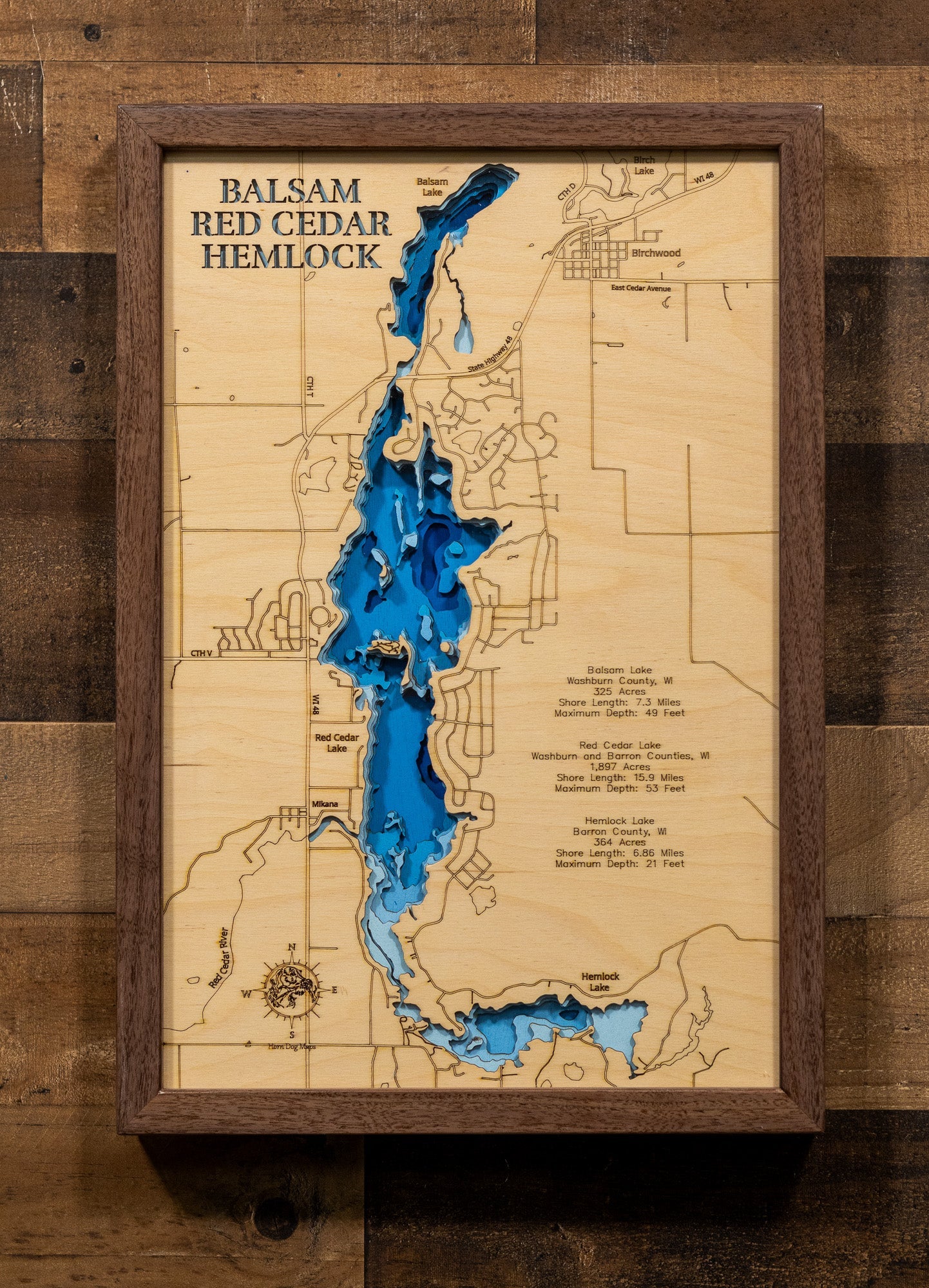 Balsam, Red Cedar, and Hemlock Lakes in Washburn and Barron Counties, Wisconsin