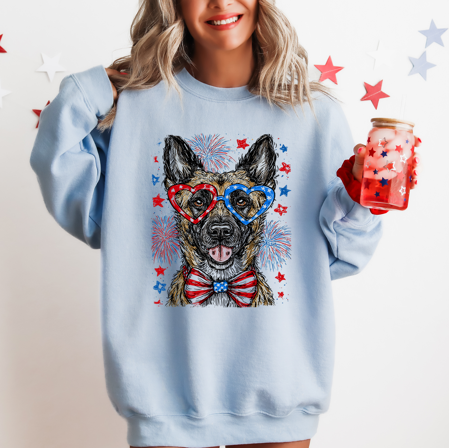 Belgian Malinois Patriotic Dog Independence Day USA Flag Edition Graphic Sweatshirt