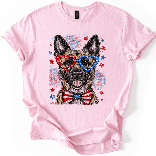 Belgian Malinois Patriotic Dog USA Flag Fourth Of July Edition For Pet Lovers And Patriot Fans Graphic Tee