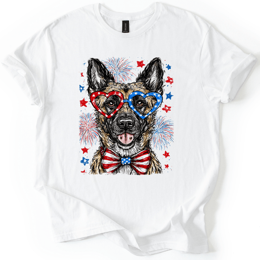 Belgian Malinois Patriotic Dog USA Flag Fourth Of July Edition For Pet Lovers And Patriot Fans Graphic Tee