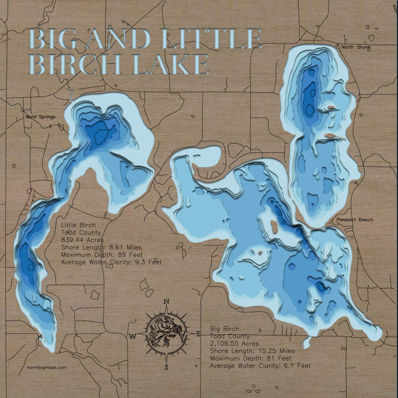 Big and Little Birch Lakes in Todd County, Minnesota
