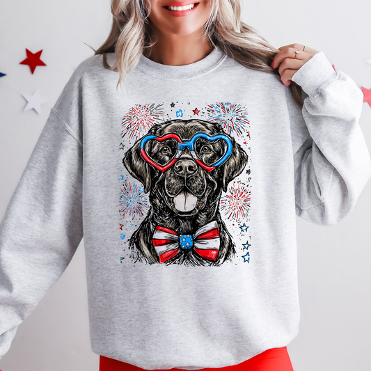 Black Labrador Patriotic Dog USA 4th Of July Pride For Pet Lovers Cozy Sweatshirt