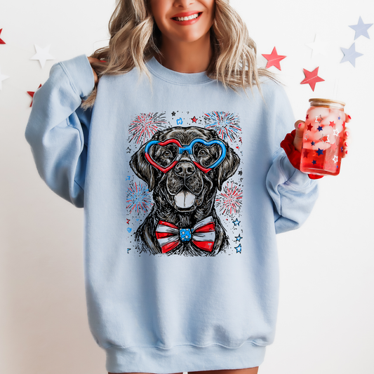 Black Labrador Patriotic Dog USA 4th Of July Pride For Pet Lovers Cozy Sweatshirt