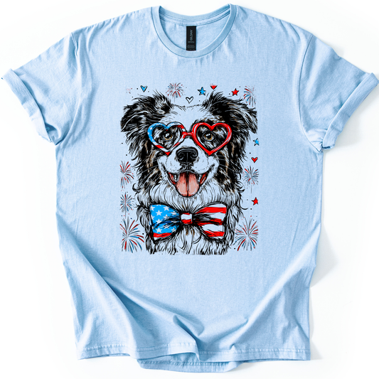 Border Collie Patriotic Dog USA Flag Lover Edition Graphic Tee For Pet Lovers Everywhere