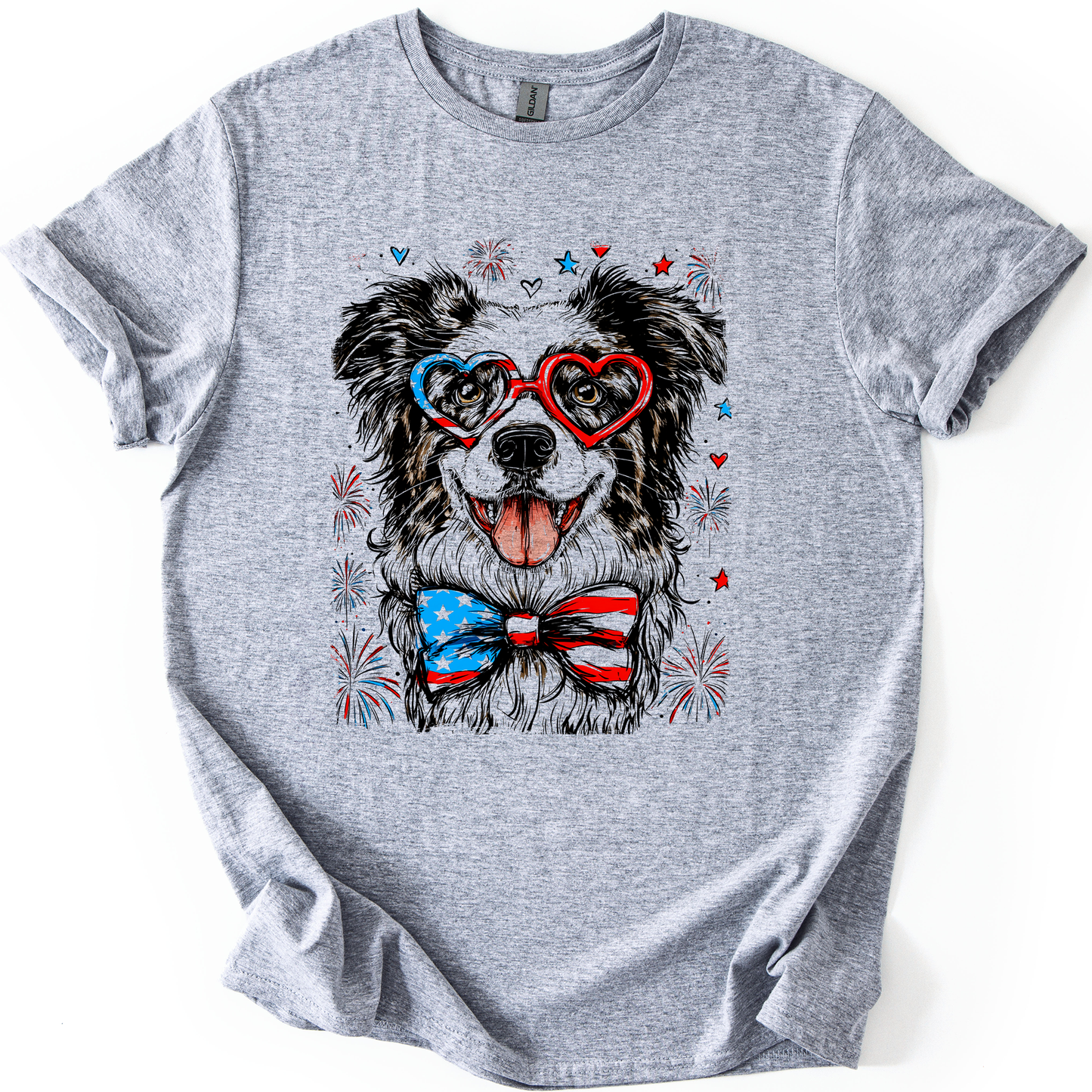 Border Collie Patriotic Dog USA Flag Lover Edition Graphic Tee For Pet Lovers Everywhere