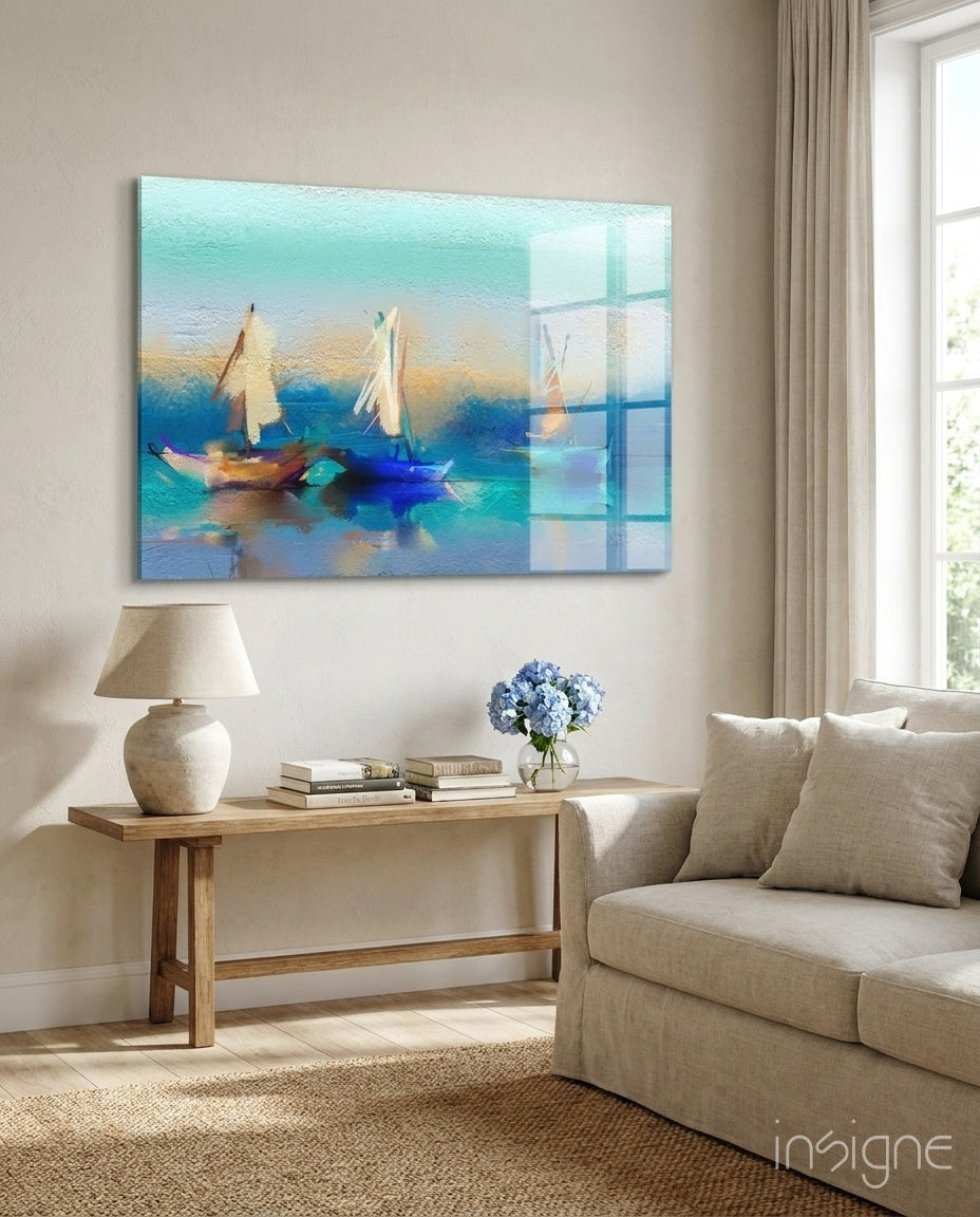 Sailboat Glass Wall Art