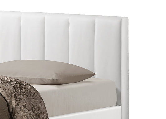 Baxton Studio Templemore White Leather Contemporary Queen-Size Bed