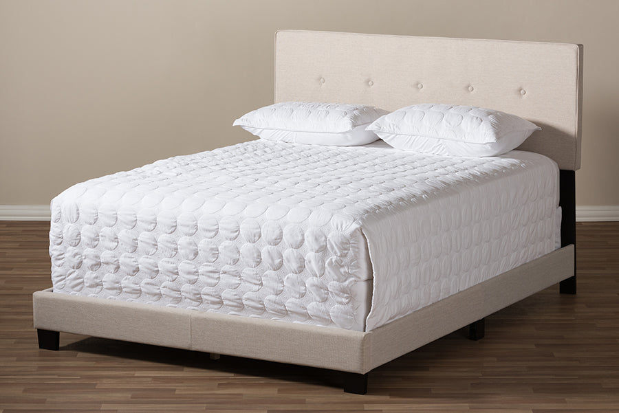 Baxton Studio Hampton Modern and Contemporary Light Beige Fabric Upholstered King Size Bed