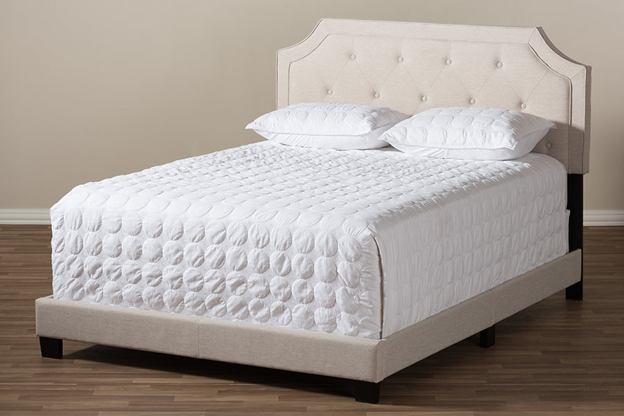 Baxton Studio Willis Modern and Contemporary Light Beige Fabric Upholstered Full Size Bed