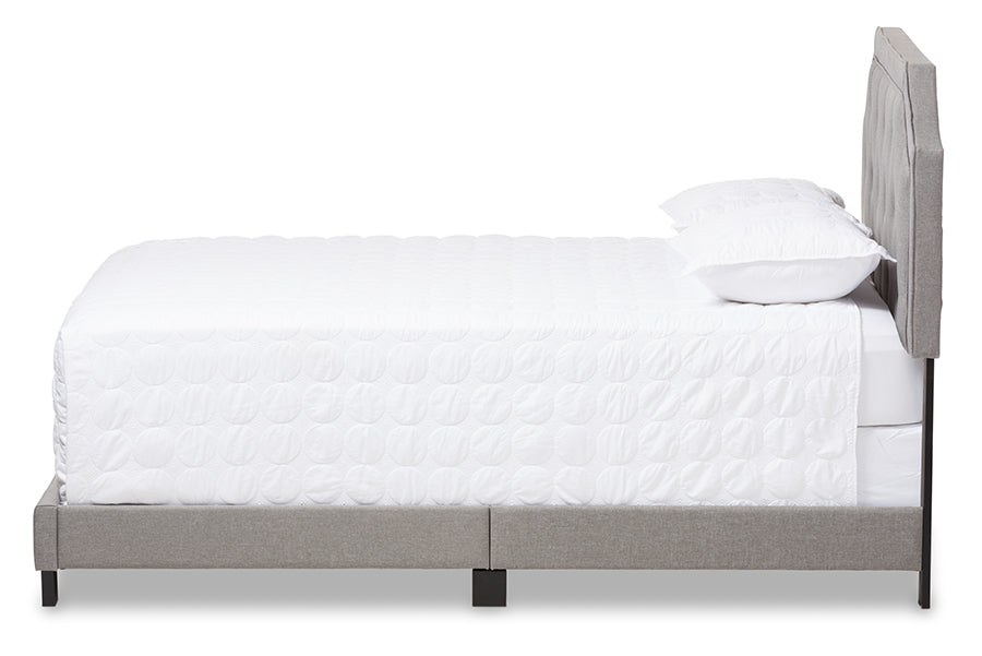 Baxton Studio Willis Modern and Contemporary Light Grey Fabric Upholstered King Size Bed