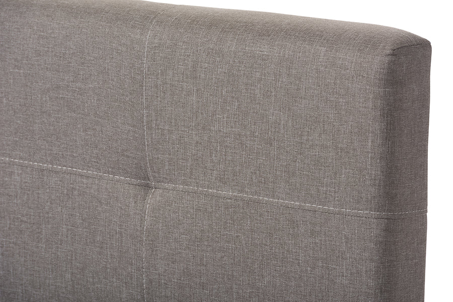 Baxton Studio Brandy Modern and Contemporary Grey Fabric Upholstered Queen Size Platform Bed with Storage Drawer