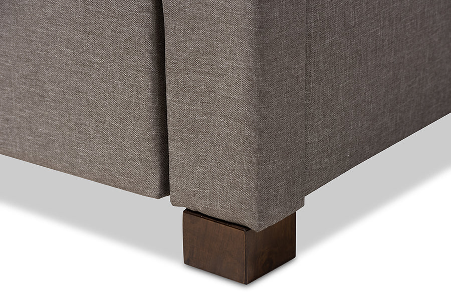 Baxton Studio Brandy Modern and Contemporary Grey Fabric Upholstered Queen Size Platform Bed with Storage Drawer