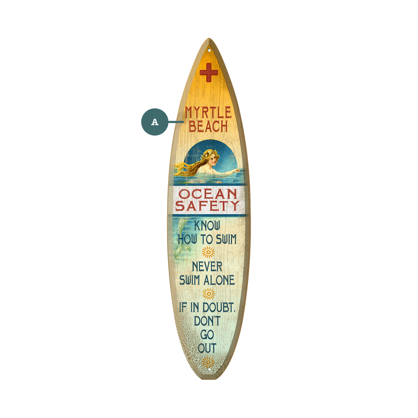 Ocean Safety Mermaid - Surfboard Wall Art