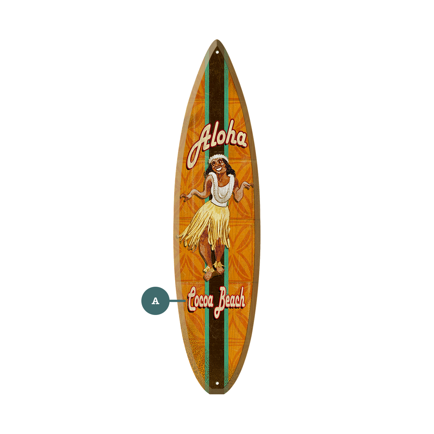 Aloha Hula Girl - Surfboard Wall Art