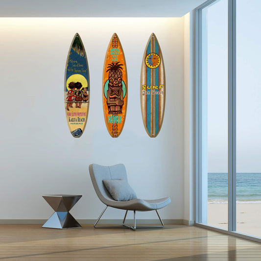 Vintage Stripes and Sun - Surfboard Wall Art